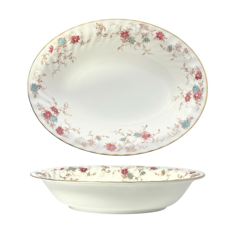 Minton “Ancestral” Oval Bone China Serving Bowl 10 3/4”